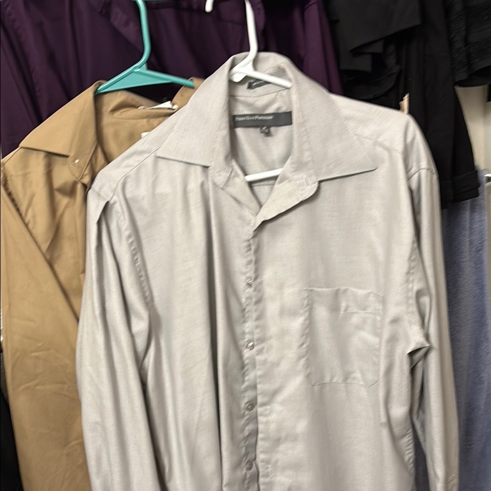 Geoffrey Beene Silver Dress Shirt Classic Formal Wear